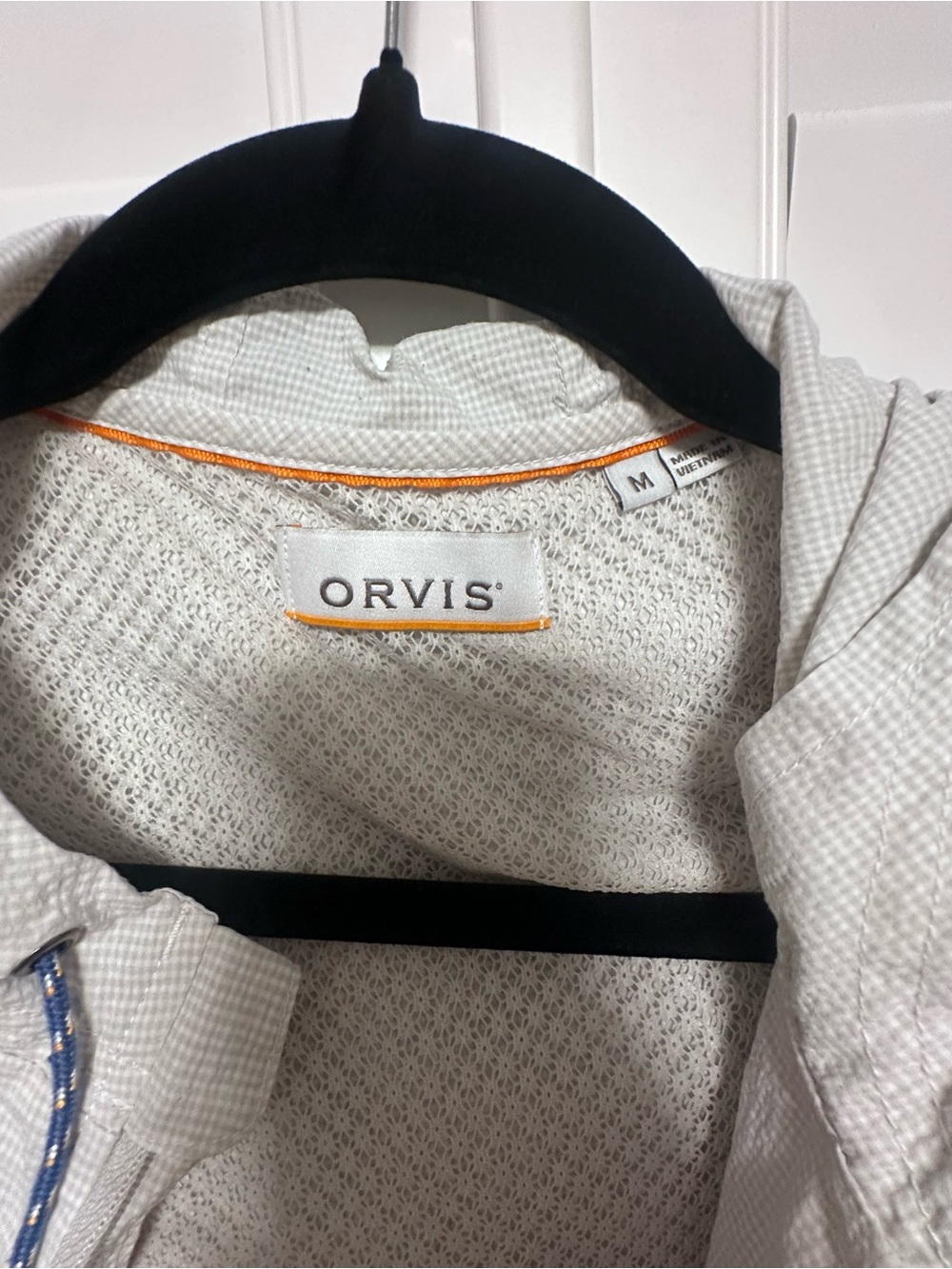 Orvis Light Gray Hooded Jacket with Orange Accent - Picture 2 of 4
